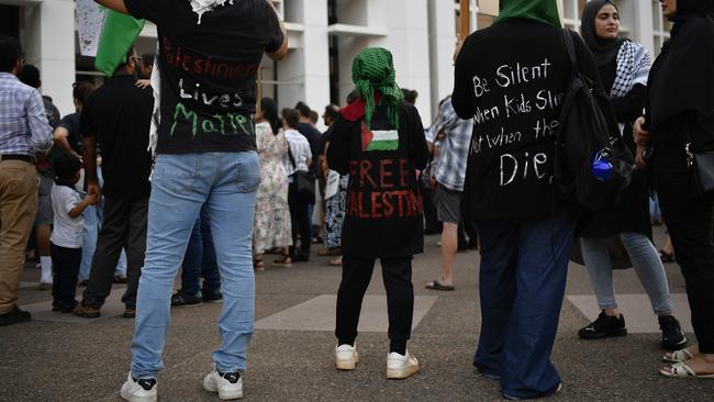 Hundreds of Territorians attended a protest outside of NT parliament on Friday October 27 calling for a ceasefire in the Gaza conflict.