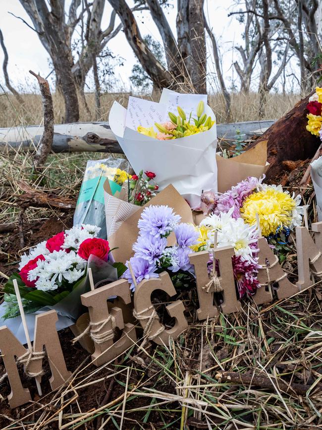 Tributes at the scene. Picture: Jake Nowakowski