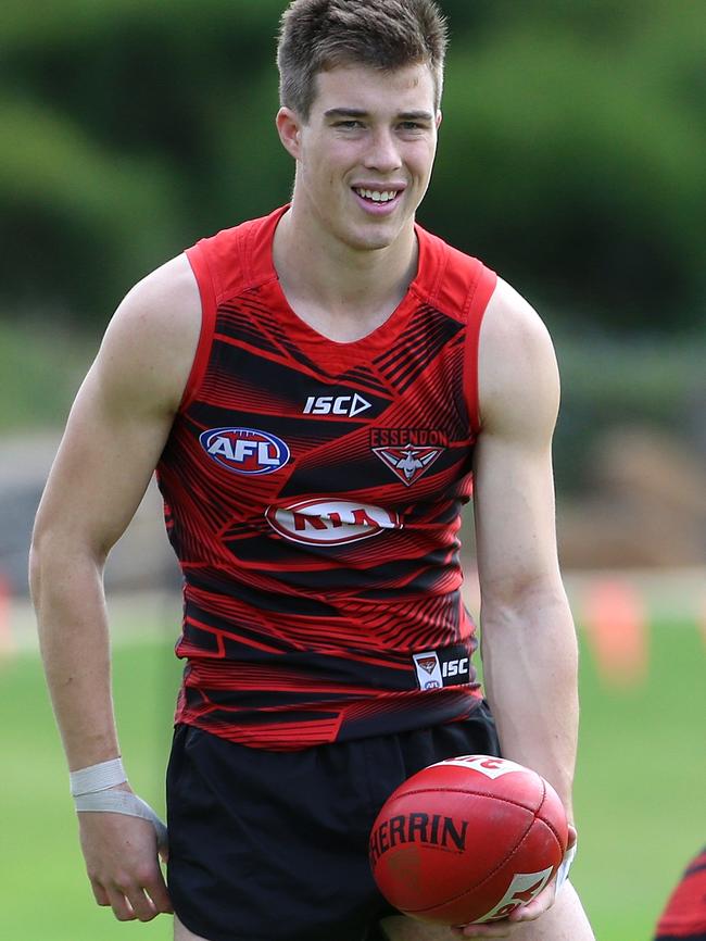 Zach Merrett will need to do more heavy lifting in the Essendon midfield this season. Picture: Hamish Blair