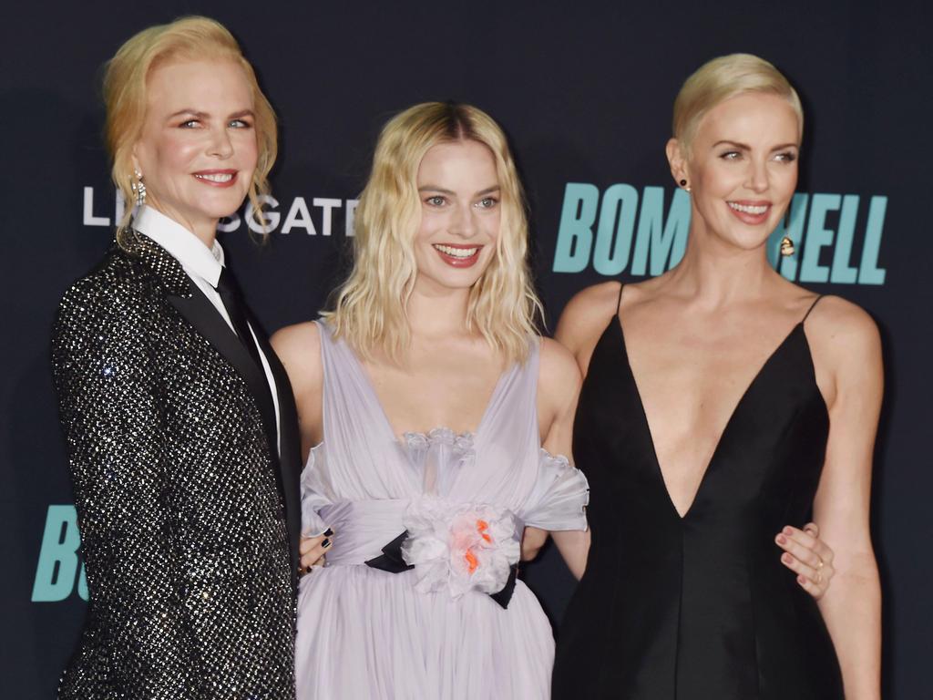 ‘The power of women.’ Nicole Kidman with her Bombshell co-stars Margot Robbie and Charlize Theron.