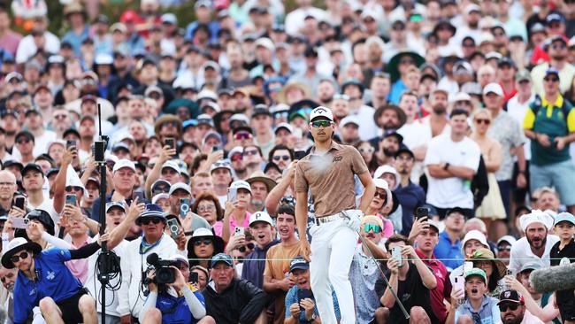 SYDNEY, AUSTRALIA - DECEMBER 03: Min Woo Lee of Australia plays a shot on the 18th hole during the ISPS HANDA Australian Open at The Australian Golf Course on December 03, 2023 in Sydney, Australia. (Photo by Mark Metcalfe/Getty Images)