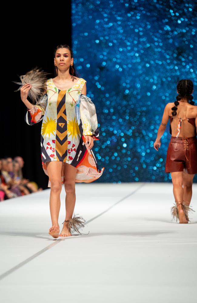 2024 Country to Couture at the Darwin Convention Centre showcases hand-designed First Nations fashion. Picture: Pema Tamang Pakhrin