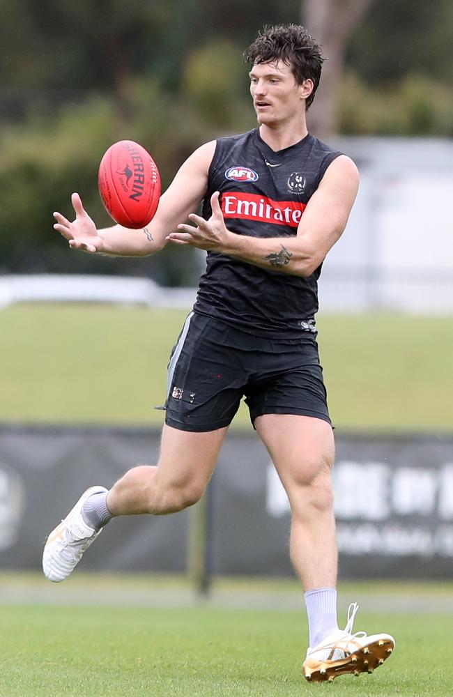 Brody Mihocek on the move at training. Picture: David Crosling