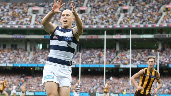 AFL Round 5. 22/04/2019. Hawthorn v Geelong at the MCG.    Geelongs Gary Ablett  3rd qtr action  . Pic: Michael Klein.
