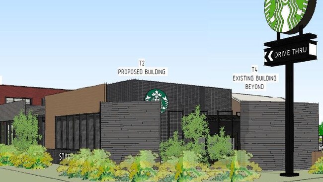 Render of Starbucks from development application for Northgate. Picture – DA.