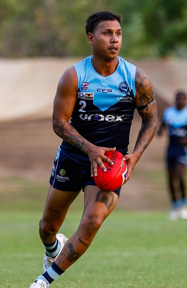 Nick Yarran has been in great form since joining the Darwin Buffaloes in the 2023-24 NTFL season. Picture: Celina Whan / AFLNT Media