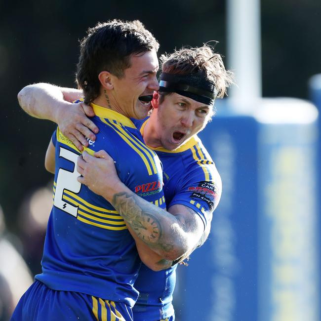 Zac Sun and Jake Fitzpatrick celebrate. Picture: Sue Graham