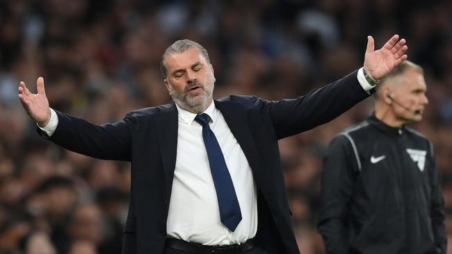 LONDON, ENGLAND - MAY 14: Ange Postecoglou, Manager of Tottenham Hotspur, reacts during the Premier League match between Tottenham Hotspur and Manchester City at Tottenham Hotspur Stadium on May 14, 2024 in London, England. (Photo by Justin Setterfield/Getty Images)