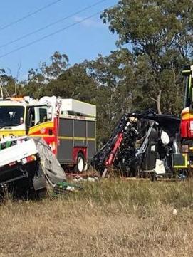 It's believed the two vehicles collided head-on. Picture: 7 News/Twitter