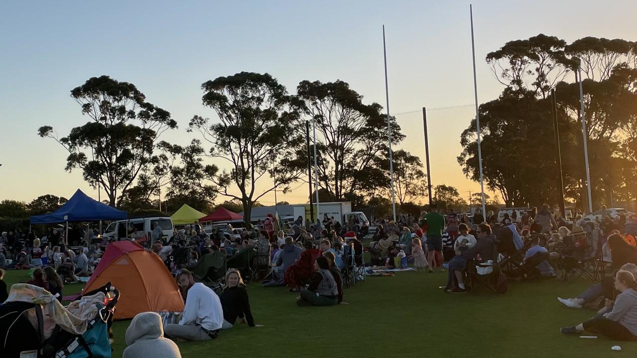 The crowd at the Wonthaggi Recreation Reserve on Sunday night.