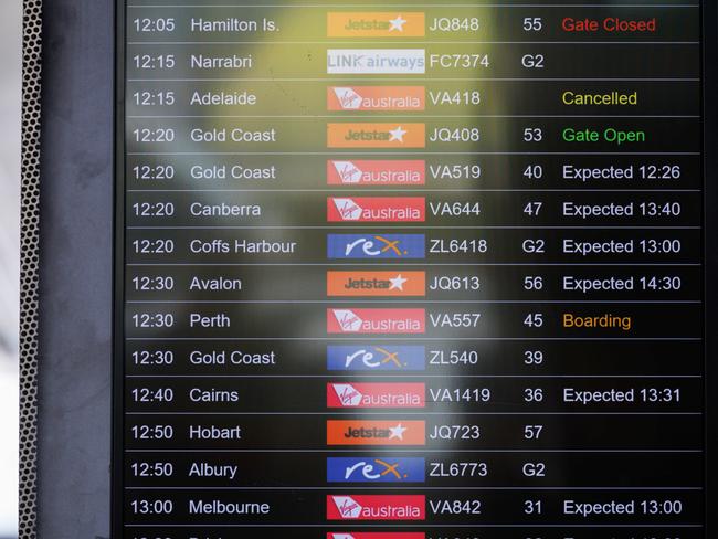 Sydney airport today has power outage issues at Terminal Two. Picture: NCA NewsWire / David Swift