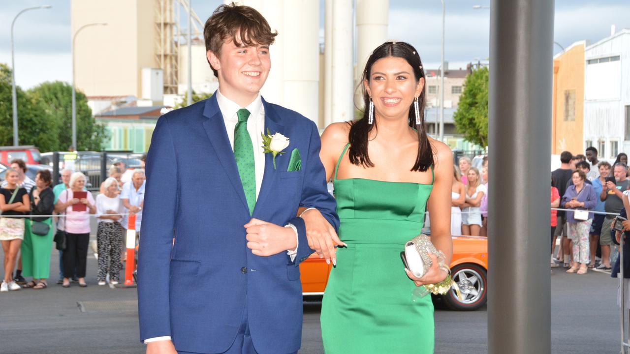 Toowoomba school formals. At the 2023 St Ursula's College formal is graduate Hayley Peters with her partner Ben Thomas. Picture: Rhylea Millar