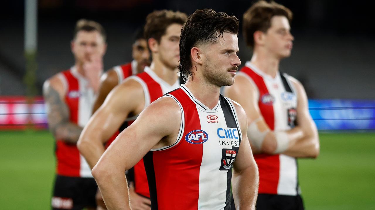 Jack Sinclair was disappointed after last week’s loss to the Western Bulldogs. Picture: Michael Willson/AFL Photos via Getty Images