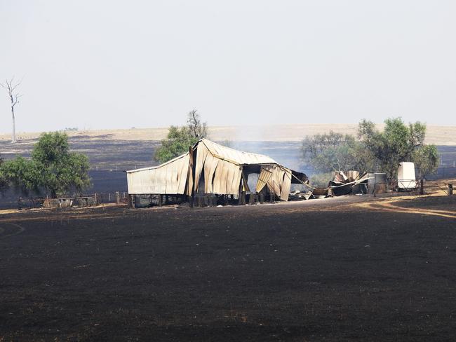 All that remains of a farm shed east of Dunedoo. Picture: Peter Lorimer.