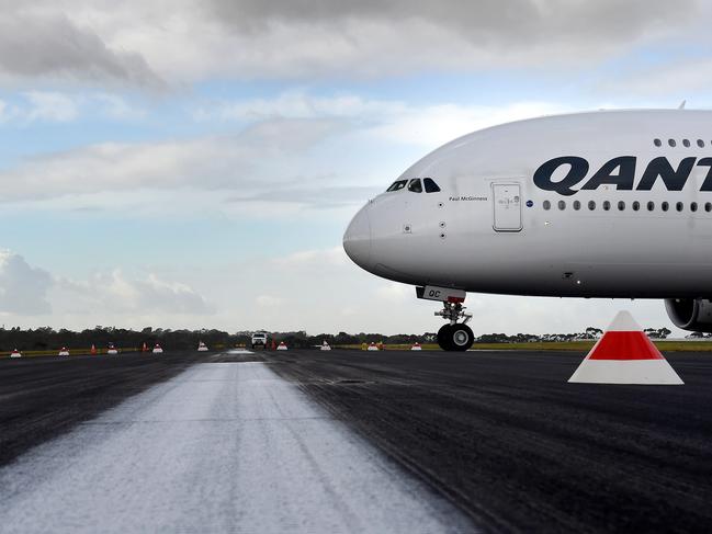 **EMBARGOED ***FOR SHS.  Qantas A380 makes it way to the runway for takeoff.  Melbourne Melbourne Airport, Tullamarine celebrates 20 years of private airport ownership on Sunday 2 July.  Picture: Nicole Garmston