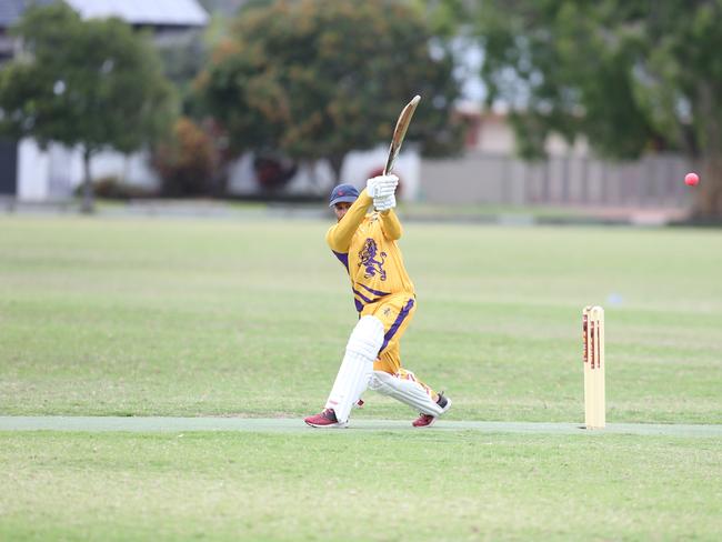 Palm Beach Currumbin (batting) vs. Runaway Bay in the Community Div 3 competition. Pat Prasad. 25 November 2023 Palm Beach Picture by Richard Gosling