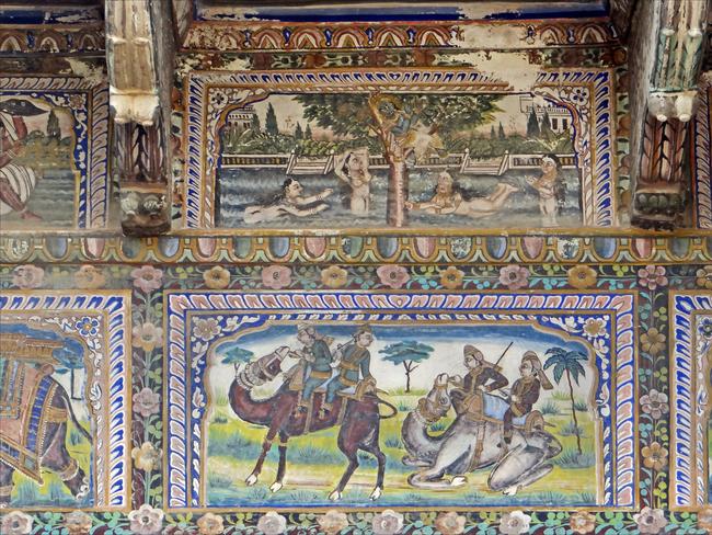 The intricate artwork at the Kedia haveli. Picture: Jean-Pierre Dalbera