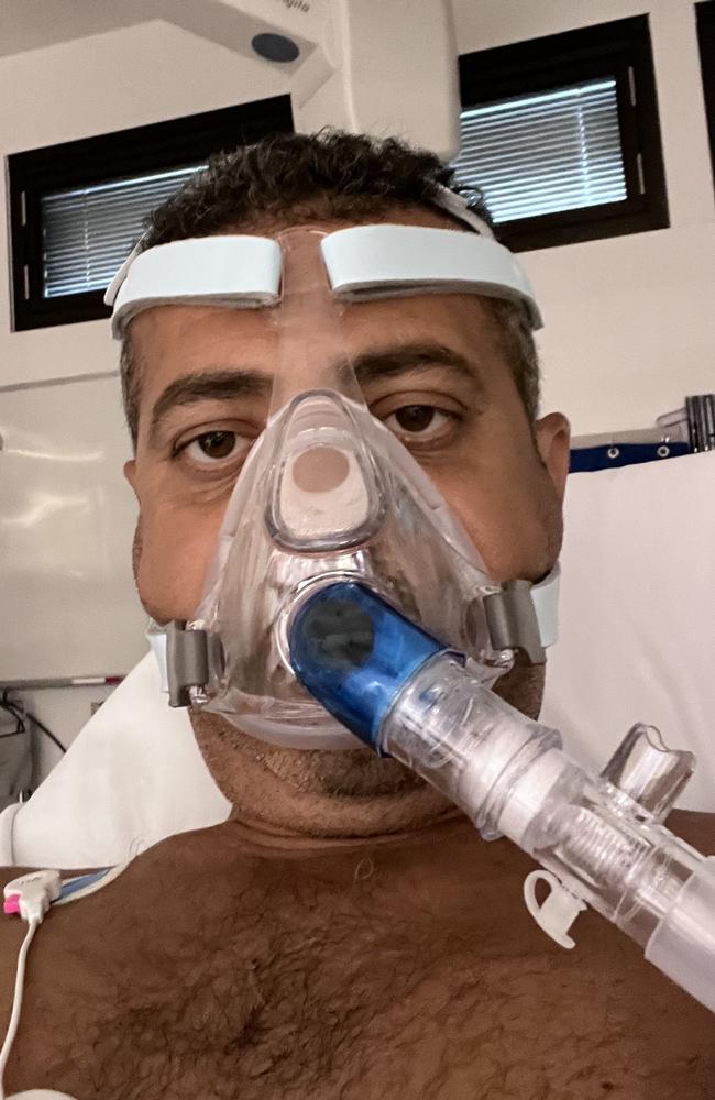 Peter was rushed to hospital after saving his daughter. Picture: Supplied.