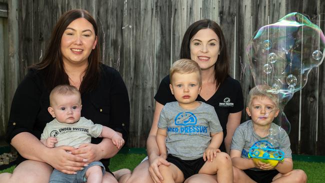 (From left to right) Baby Arlen Whittle, Briana Henry, Henry Csik, Kerryn Csik and Ethan Csik in South Mackay. Picture: Michaela Harlow