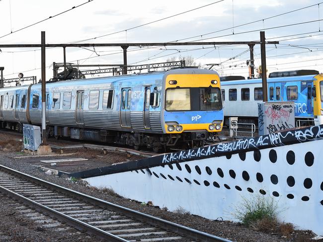 Melbourne trains came to a standstill this afternoon. Picture: Jake Nowakowski