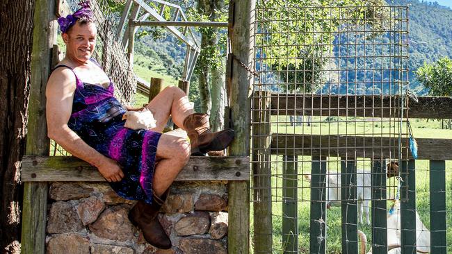 Mr January, Wayne Dean-Stuy of the Chicken Run, poses for the Cocks and Frocks calendar to raise money for the Great Endeavour Rally 4WD fundraiser, which begins in Cairns on Friday. Picture: Supplied