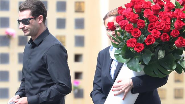 Anthony Koletti and other family members attended memorial for Melissa Caddick at an Eastern Suburbs memorial park. Picture John Grainger