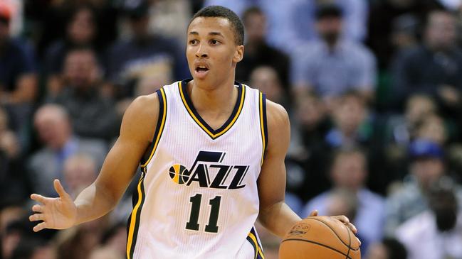 SALT LAKE CITY, UT - NOVEMBER 5: Dante Exum #11 of the Utah Jazz brings the ball up court during their game against the Cleveland Cavaliers at EnergySolutions Arena on November 5, 2014 in Salt Lake City, Utah. NOTE TO USER: User expressly acknowledges and agrees that, by downloading and using this photograph, User is consenting to the terms and conditions of the Getty Images License Agreement. (Photo by Gene Sweeney Jr/Getty Images)