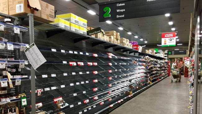 The bread section at Woolworths Mona Vale on Friday. Picture: Monique Harmer