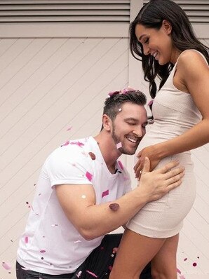 Kayla Itsines and Tobi Pearce took to Insta to reveal their baby was going to be a girl. Picture: Instagram.