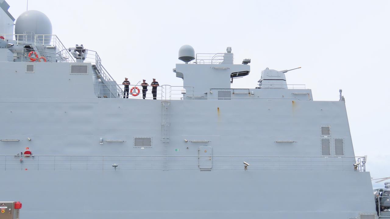 Darwin, NT, 29/1/25: French navy supply ship Jacques Chevallier arrives in Darwin as part of Frances Clemenceau mission in the Indo Pacific. Picture: Fia Walsh.