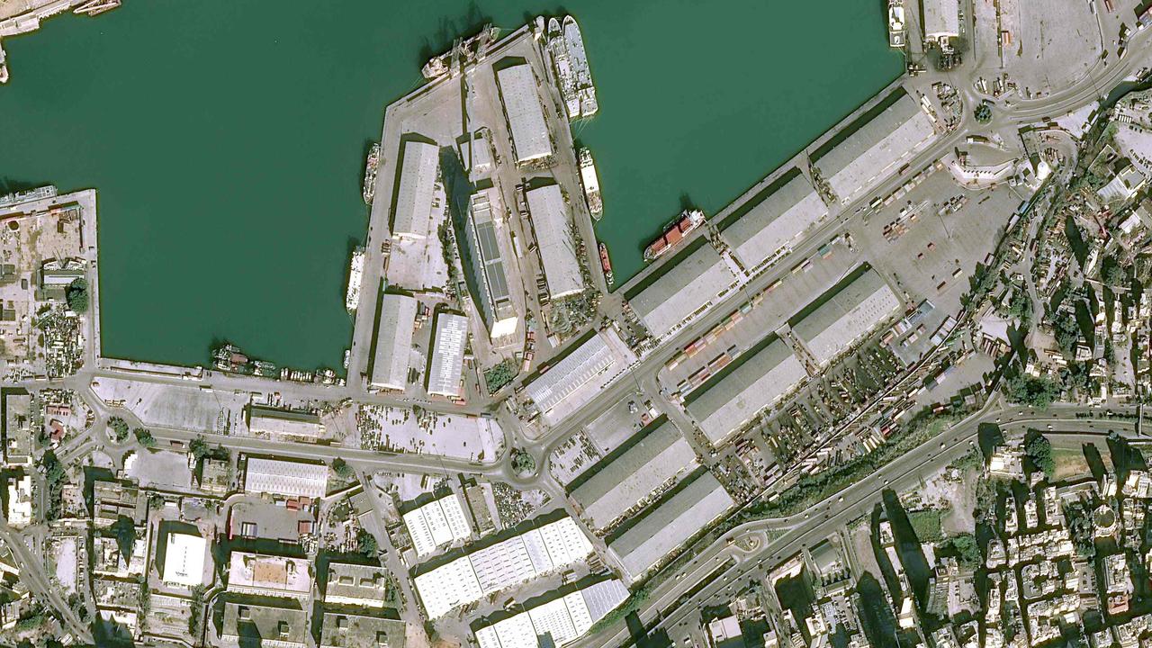 The port before the blast. Picture: CNES/AFP