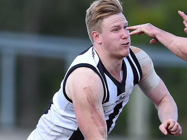 EFL (Division 3) football: Templestowe Dockers versus Scoresby Magpies at Templestowe Reserve. Magpie Jessie Owen (12). Picture: Steve Tanner