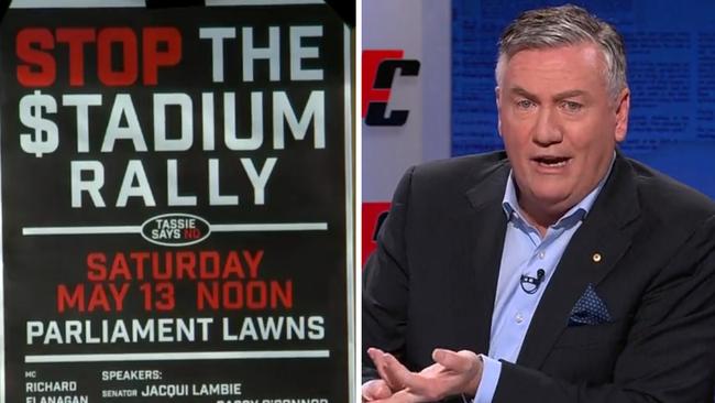 Eddie McGuire has blasted Tasmanians who are against a new stadium for the 19th AFL club.