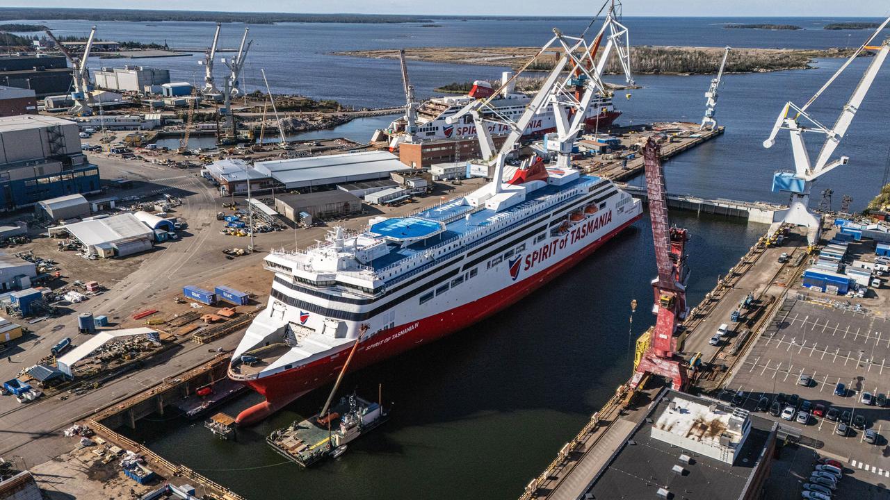 The new TT Line boat Spirit of Tasmania IV in Finland. Picture: Rauma Marine Constructions