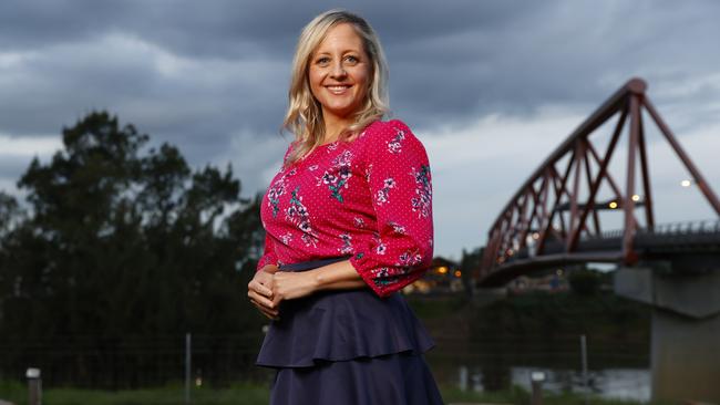 Lindsay MP Melissa McIntosh at Emu Plains in Western Sydney. Melissa retained her seat and managed to pull a 1.4 per cent swing against Labor rival Trevor Ross. Picture: Richard Dobson