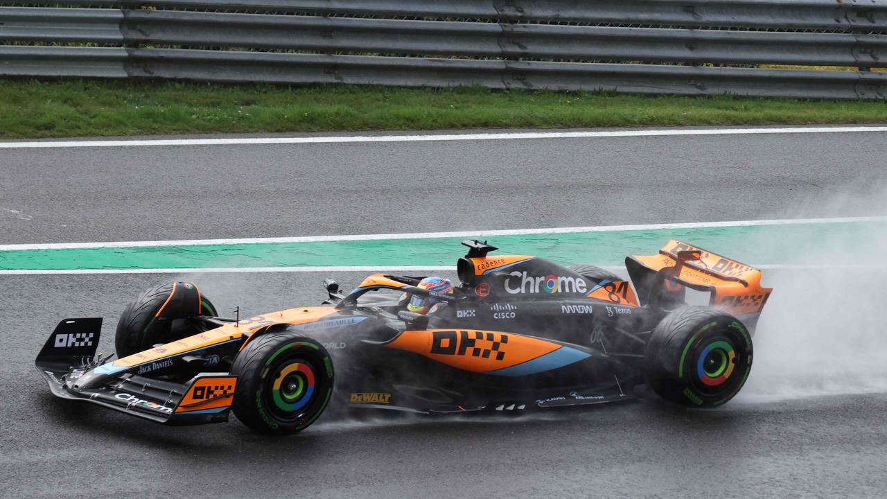 Oscar Piastri competes during the qualifying session. (Photo by Simon Wohlfahrt / AFP)