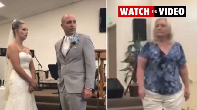 A video has gone viral after an angry mother-in-law interrupted her son's wedding after the bride's vows saying her son had 'flaws'.