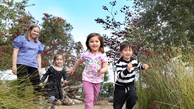 Alberton Preschool director, Briony Murdoch pictured with, Pema, 4, Klara, 4, and Michael, 4. Picture: Dean Martin