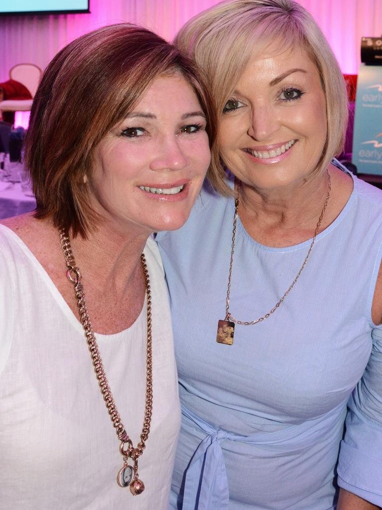 Tracey Wickham and Tamara Morris at Early Risers IWD breakfast at Sofitel Broadbeach. Picture: Regina King