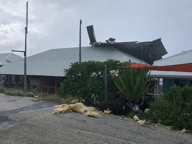 At least one rooftop was destroyed by the weather event.