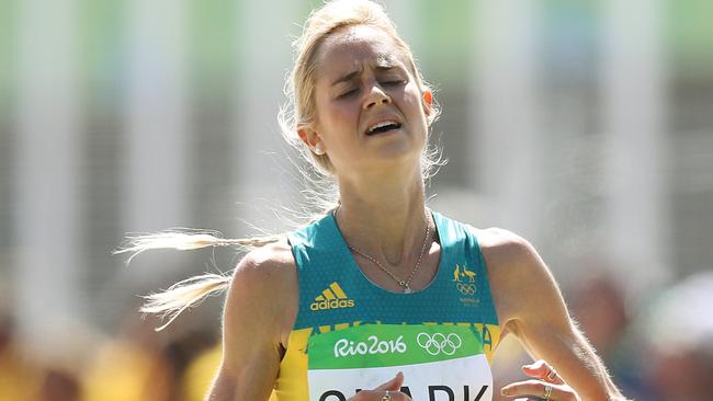 Australia's Milly Clark at the end of the marathon.