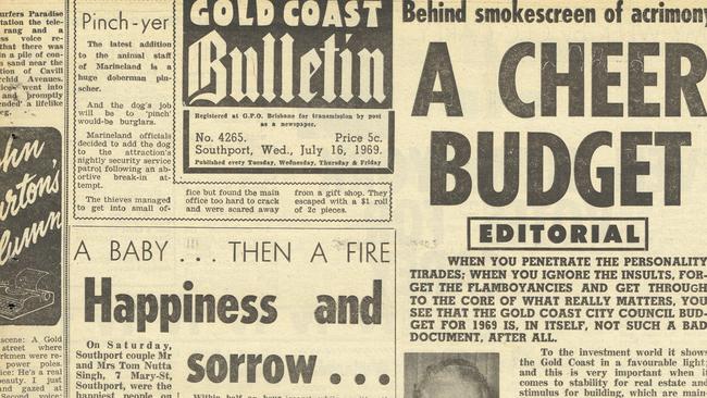 Gold Coast History: Gold Coast Bulletin 1969, July 16, Front page.