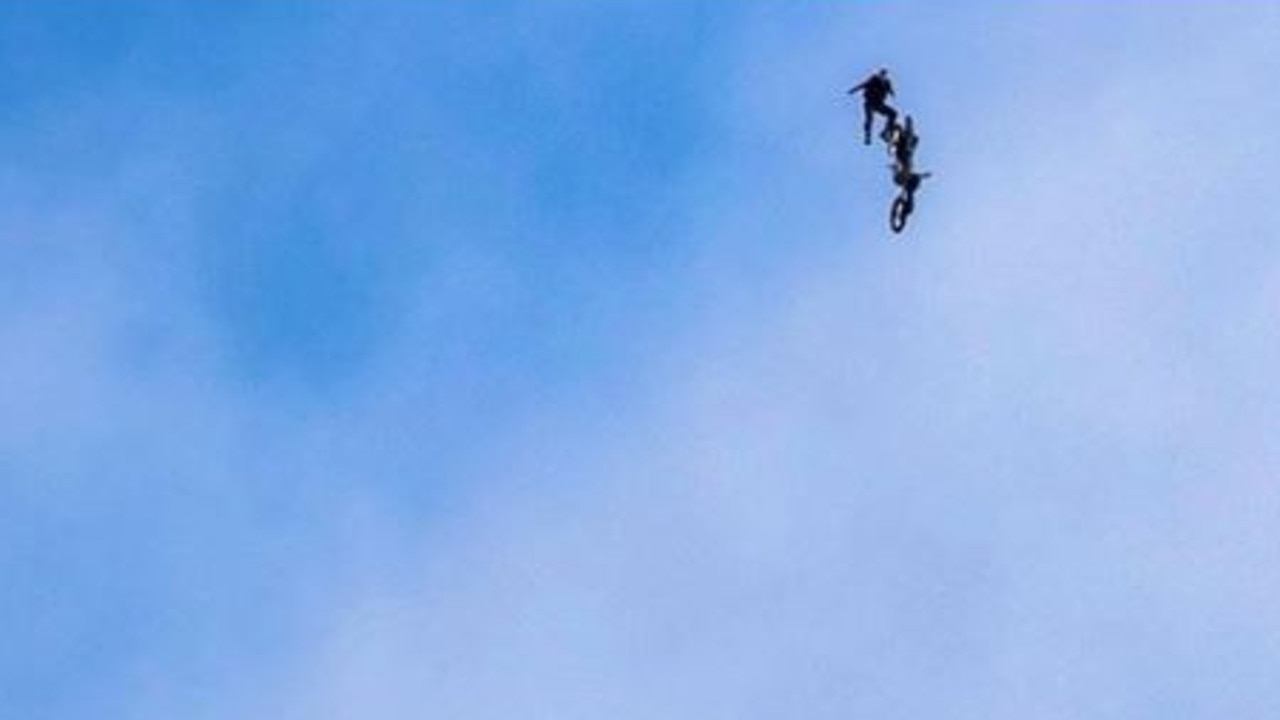 Cruise in mid air after flying off a ramp in Norway. Picture: Instagram