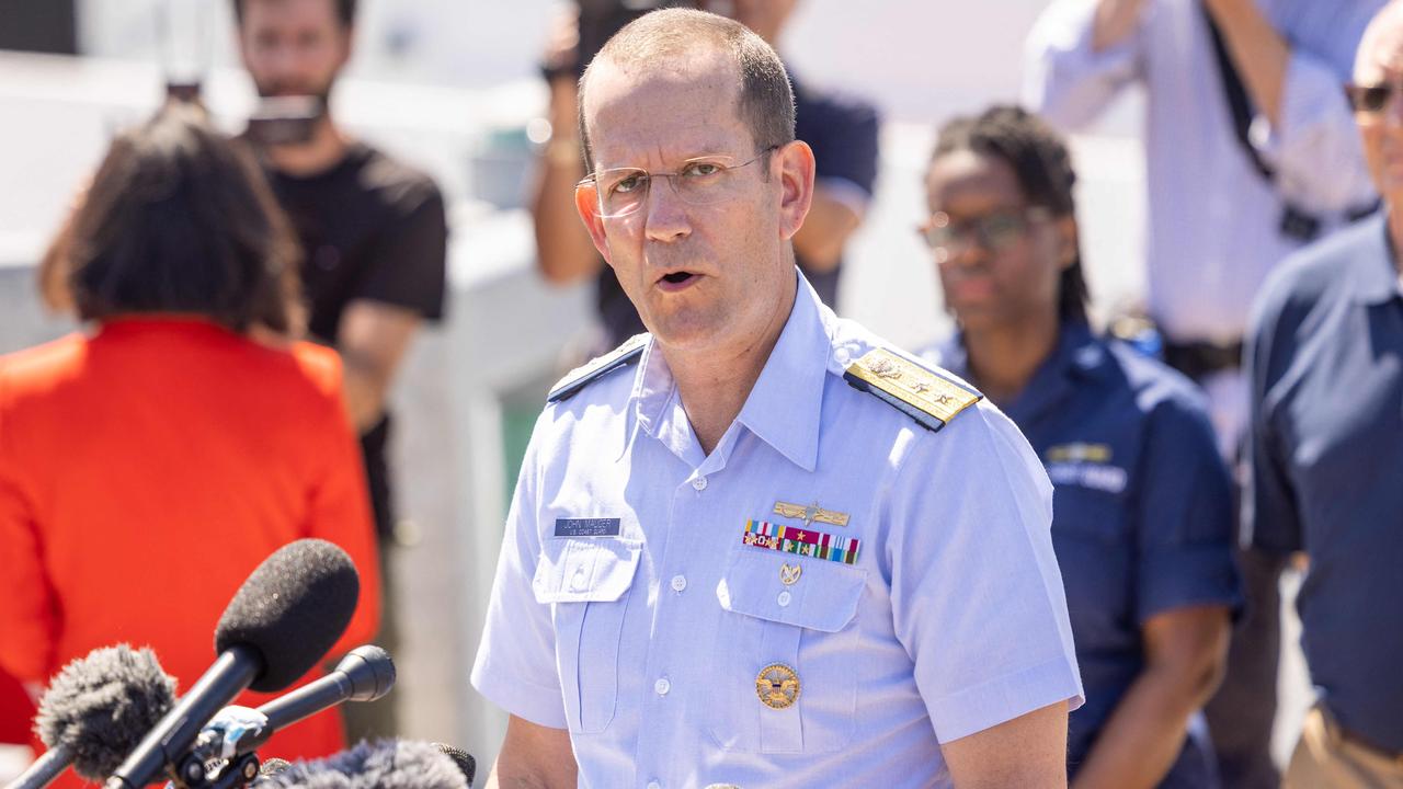 Rear Adm. John Mauger could not say the prospects of retrieving the crew’s remains. Picture: Scott Eisen/Getty Images/AFP