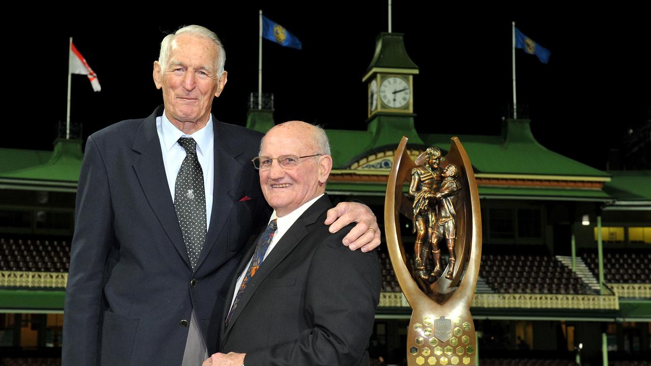 Provan (left) and Arthur Summons re-create their iconic Gladiators image. Picture: AAP