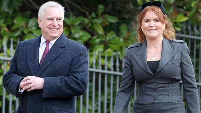 Prince Andrew, Duke of York, and Sarah, Duchess of York attend the thanksgiving Service for King Constantine of the Hellenes at St George's Chapel on February 27, 2024 in Windsor, England. Picture: Chris Jackson/Getty Images