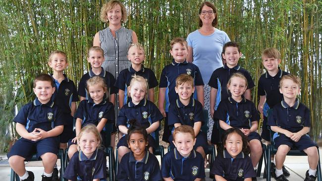MY FIRST YEAR: St Patrick's Catholic Preps. Front Row: Hazel Skuse, Jordana Joseph, Beau Biddle, Lillian Phan. Middle Row: George Freshney, Elora Carlisle-Swinkels, Lacey Cook, William Lane, Mahlia Gilkes, Nixon Thornton. Back Row L-R, Charlie Moore, Charlotte Dore, Bryce Kirkpatrick, Zander Limpus, Lachlan Heather, Phoenix Bodine. Teacher: Mrs Michelle Bailey and Student Support Officer: Mrs Debbie Nolan. Picture: Patrick Woods.