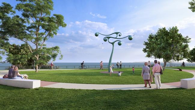 Artist's impression of the Bundilla Beach sculpture Coriolis. Supplied: City of Darwin