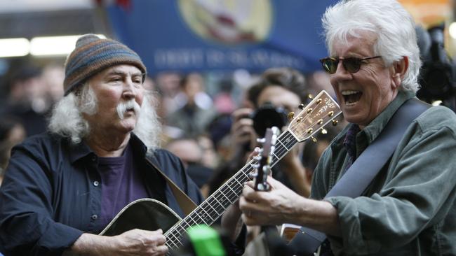 Nash hit out at his old band mate David Crosby last week and slammed the door on them playing together ever again. Picture: AP Photo / Mary Altaffer.