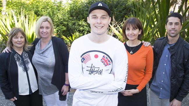 Josh Baines (centre) met with PARTY Program creator Joanne Banford (left) and Liverpool Hospital trauma deputy director Valerie Malka (second from right) while the SWAN Conference was on last week. Picture: Melvyn Knipe